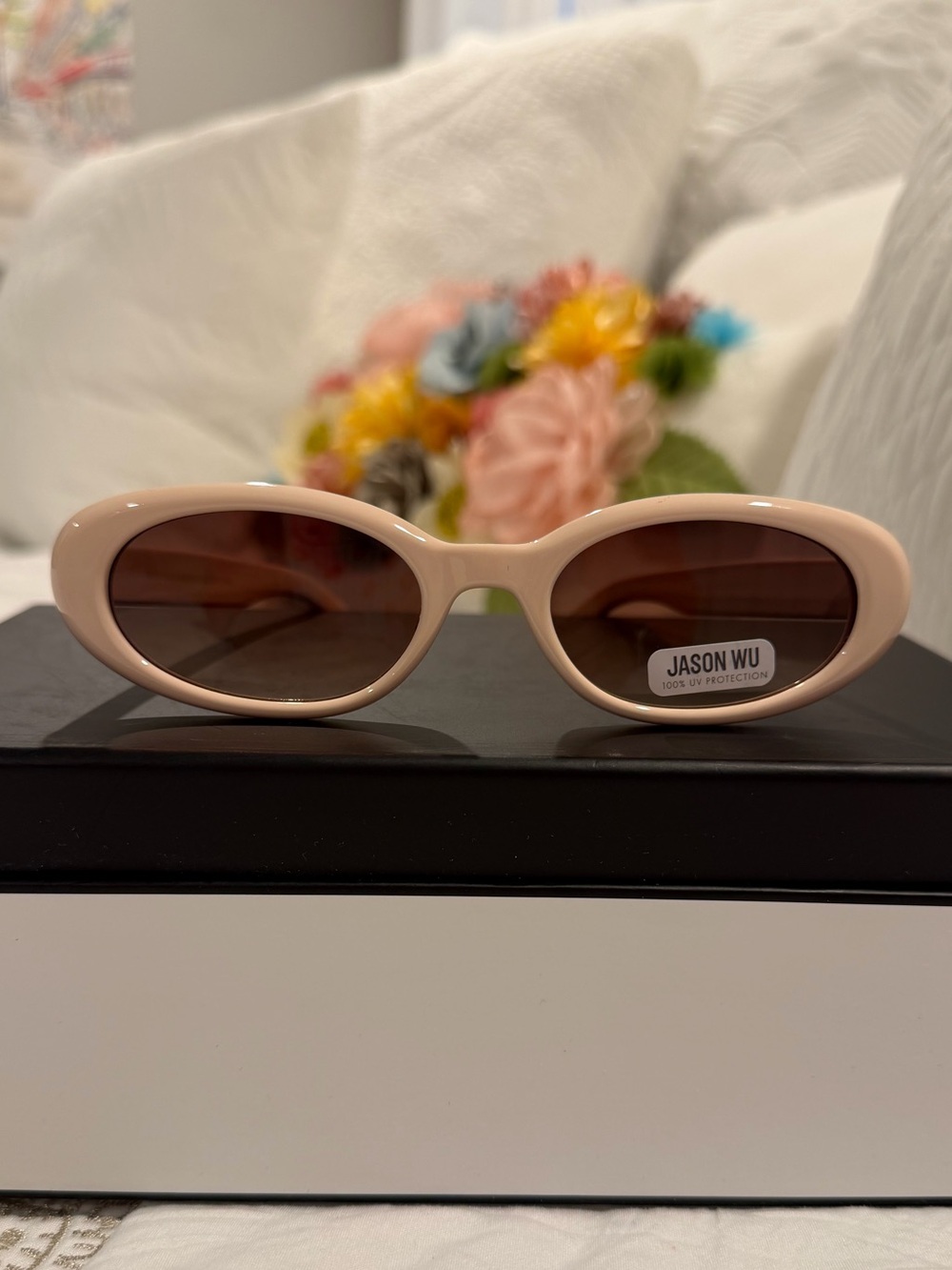 Jason Wu Beige Oval Sunglasses with Brown Lenses